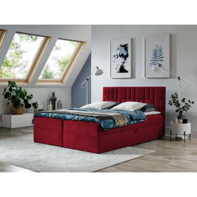 Americká manželská posteľ 160x200 TOMASA 3 - červená + topper ZDARMA