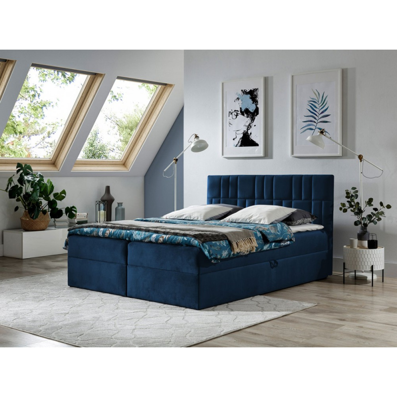 Americká manželská posteľ 140x200 TOMASA 3 - modrá + topper ZDARMA