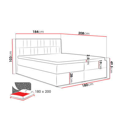 Americká manželská posteľ 180x200 TOMASA 3 - béžová + topper ZDARMA