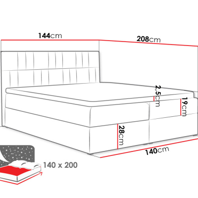 Americká manželská posteľ 140x200 TOMASA 3 - červená + topper ZDARMA