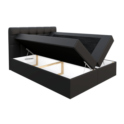 Boxspringová jednolôžková posteľ 120x200 TOMASA 1 - čierna + topper ZDARMA