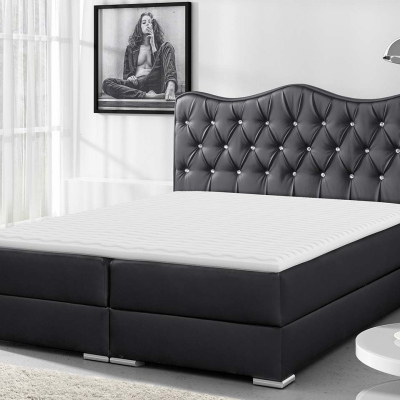 Kontinentálna manželská posteľ 140x200 TEJANA - grafitová eko koža + topper ZDARMA