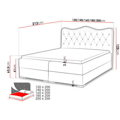 Kontinentálna manželská posteľ 200x200 TEJANA - grafitová eko koža + topper ZDARMA