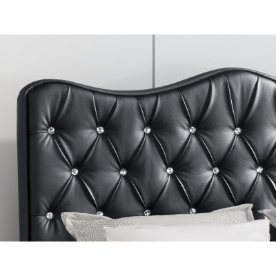 Kontinentálna manželská posteľ 200x200 TEJANA - čierna eko koža + topper ZDARMA