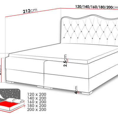 Kontinentálna manželská posteľ 200x200 TEJANA - čierna eko koža + topper ZDARMA