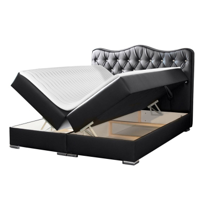 Kontinentálna manželská posteľ 180x200 TEJANA - grafitová eko koža + topper ZDARMA