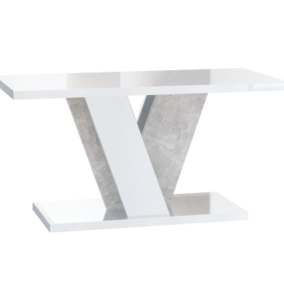 Dizajnový konferenčný stolík ANDREJ - biely lesk / betón