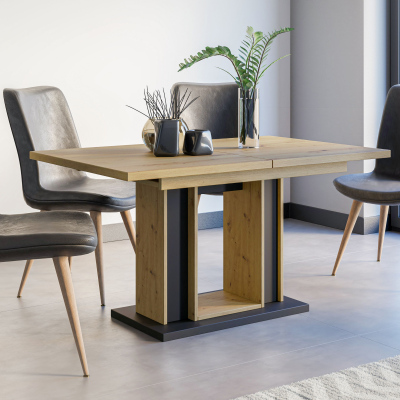 Rozkladací jedálenský stôl RONY - dub artisan / čierny