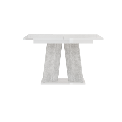 Rozkladací jedálenský stôl ENDRE - biely lesk / kameň
