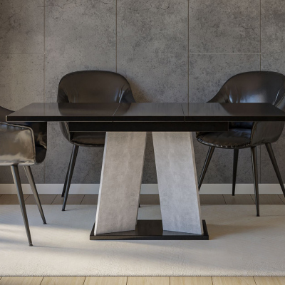 Rozkladací jedálenský stôl ENDRE - čierny lesk / kameň