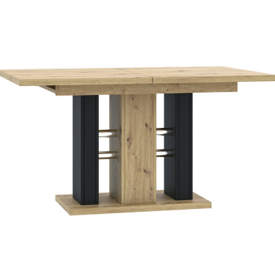 Rozkladací jedálenský stôl RENE - dub artisan / čierny