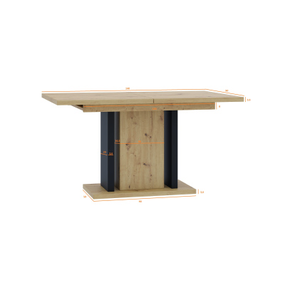 Rozkladací jedálenský stôl EITAN - dub artisan / čierny
