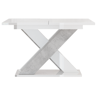 Rozkladací jedálenský stôl NIKOS - biely lesk / kameň