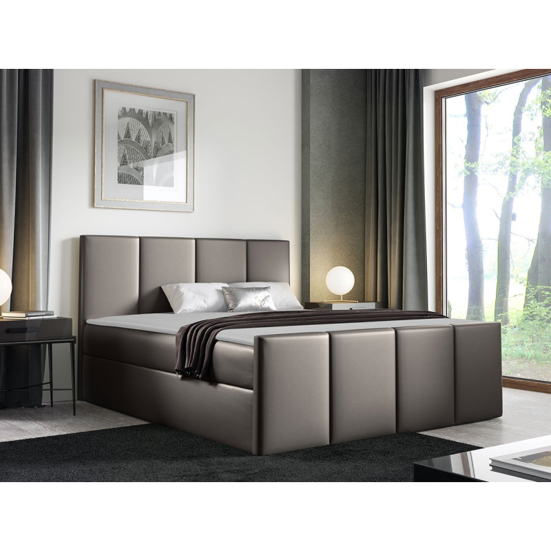 Hotelová manželská posteľ 180x200 MORALA - šedá ekokoža 1 + topper ZDARMA