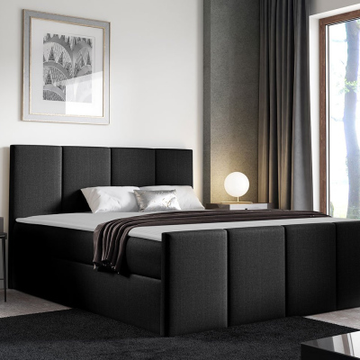 Hotelová manželská posteľ 180x200 MORALA - čierna + topper ZDARMA