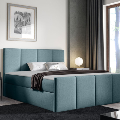 Hotelová manželská posteľ 180x200 MORALA - svetlá modrá + topper ZDARMA