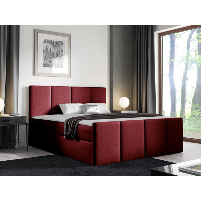 Hotelová manželská posteľ 180x200 MORALA - červená + topper ZDARMA