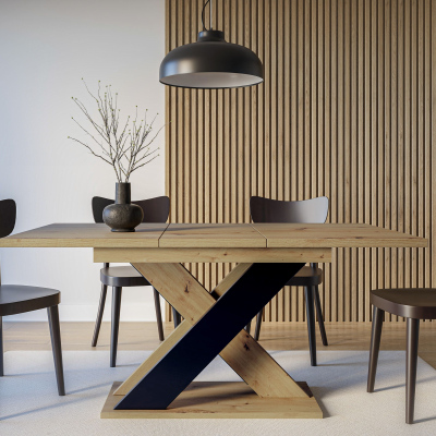 Rozkladací jedálenský stôl NIKOS - dub artisan / čierny
