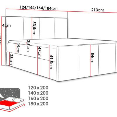 Hotelová manželská posteľ 180x200 MORALA - šedá + topper ZDARMA