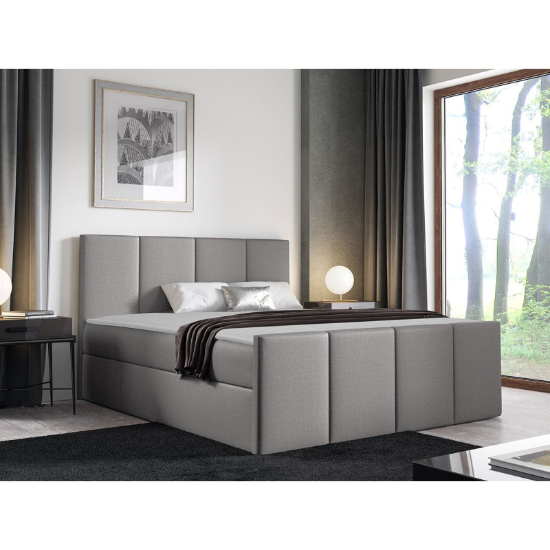 Hotelová manželská posteľ 160x200 MORALA - svetlá šedá 2 + topper ZDARMA