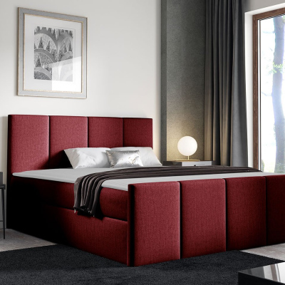 Hotelová manželská posteľ 160x200 MORALA - červená + topper ZDARMA