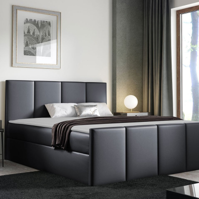 Hotelová manželská posteľ 140x200 MORALA - šedá ekokoža 2 + topper ZDARMA