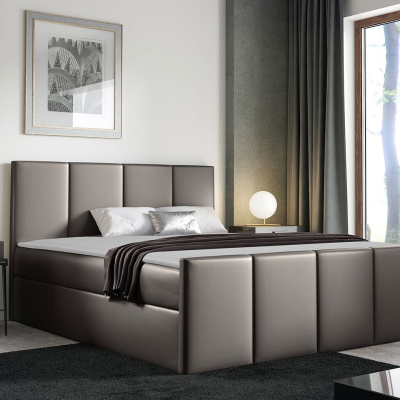 Hotelová manželská posteľ 140x200 MORALA - šedá ekokoža 1 + topper ZDARMA