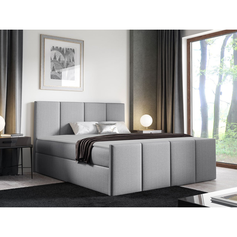 Hotelová manželská posteľ 140x200 MORALA - svetlá šedá 1 + topper ZDARMA