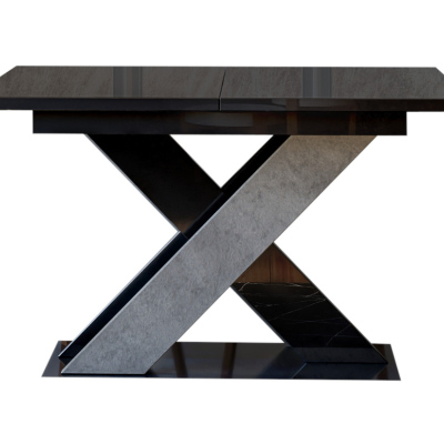 Rozkladací jedálenský stôl NIKOS - čierny lesk / kameň