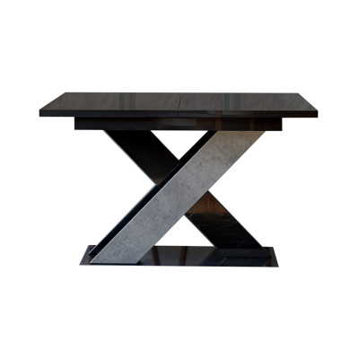 Rozkladací jedálenský stôl NIKOS - čierny lesk / kameň