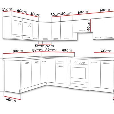 Rohová kuchyňa 418/418 cm LIAN 2 - dub hľuzovka / biela + drez a príborník ZDARMA
