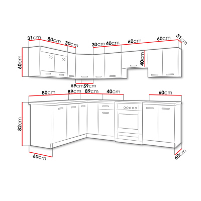 Rohová kuchyňa 418/418 cm LIAN 2 - dub hľuzovka / biela + drez ZDARMA