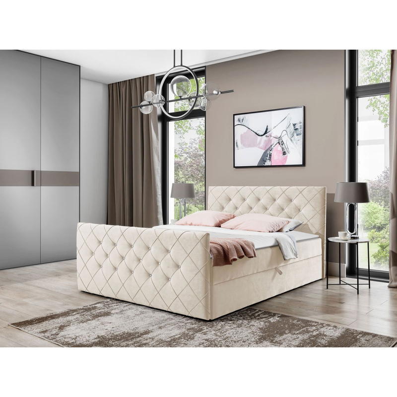 Americká jednolôžková posteľ 120x200 NATAL - svetlá béžová + topper ZDARMA