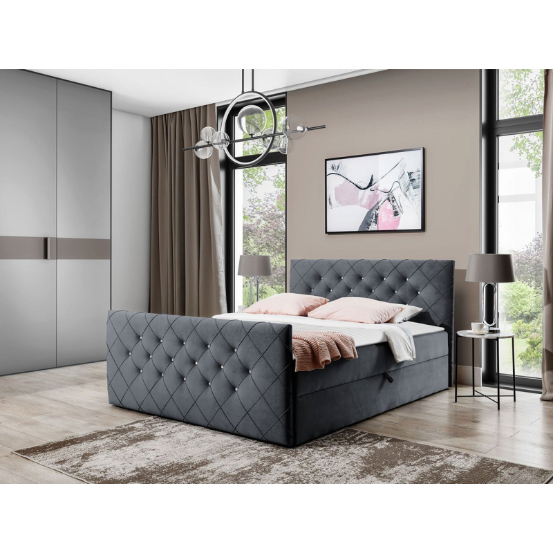 Americká jednolôžková posteľ 120x200 NATAL - šedá + topper ZDARMA