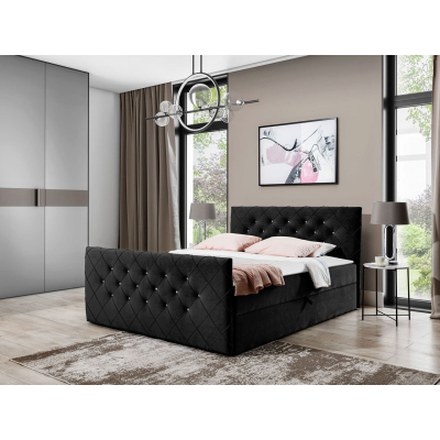 Americká jednolôžková posteľ 120x200 NATAL - čierna + topper ZDARMA