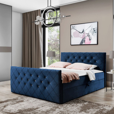 Americká manželská posteľ 140x200 NATAL - modrá + topper ZDARMA