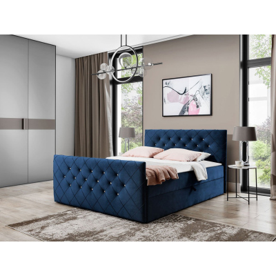 Americká manželská posteľ 140x200 NATAL - modrá + topper ZDARMA
