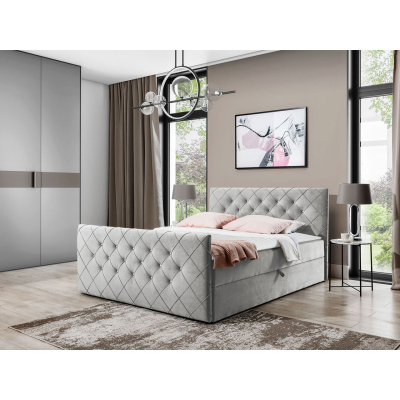 Americká manželská posteľ 140x200 NATAL - svetlá šedá + topper ZDARMA