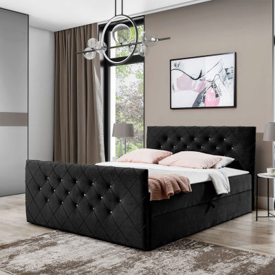 Americká manželská posteľ 140x200 NATAL - čierna + topper ZDARMA