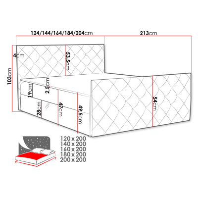 Americká jednolôžková posteľ 120x200 NATAL - vínová + topper ZDARMA