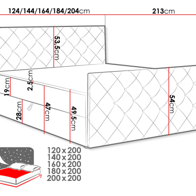 Americká jednolôžková posteľ 120x200 NATAL - azúrová + topper ZDARMA