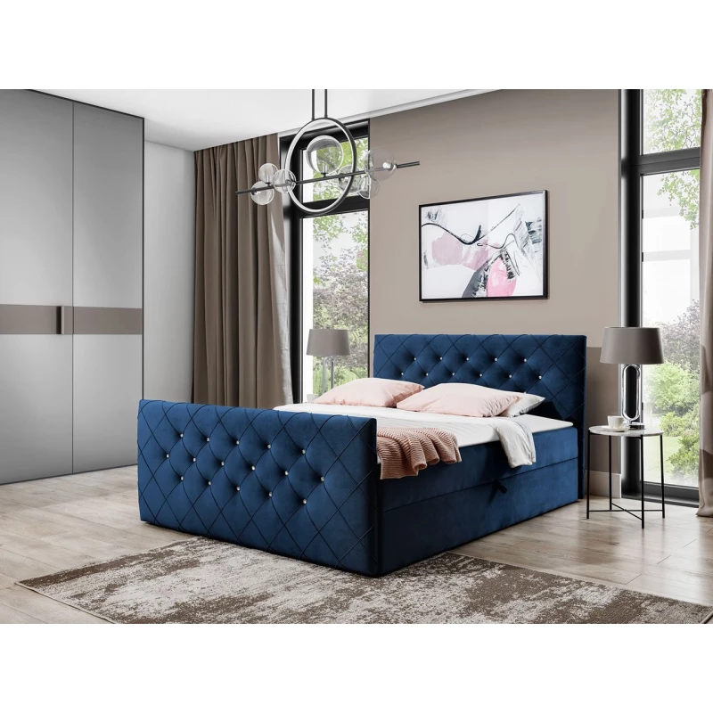 Americká manželská posteľ 160x200 NATAL - modrá + topper ZDARMA