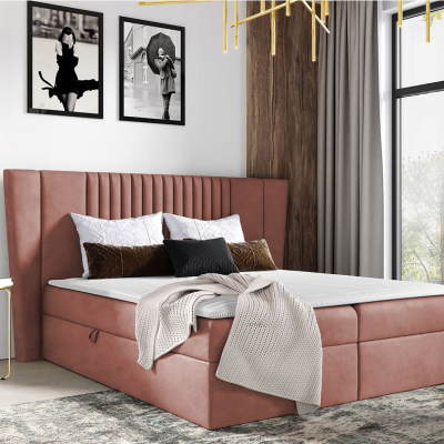 Hotelová manželská posteľ 200x200 SOLA - ružová + topper ZDARMA