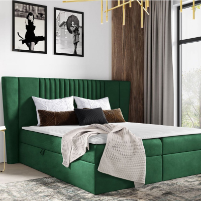 Hotelová manželská posteľ 180x200 SOLA - zelená + topper ZDARMA