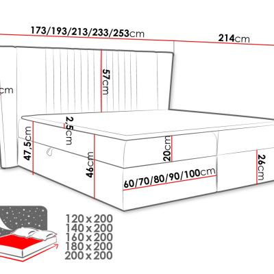 Hotelová manželská posteľ 180x200 SOLA - ružová + topper ZDARMA