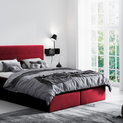Hotelová manželská posteľ 200x200 ROSENDO - červená + topper ZDARMA