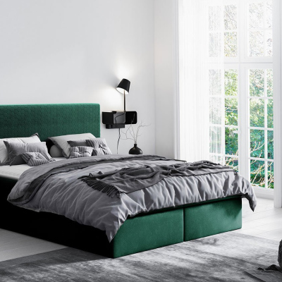 Hotelová manželská posteľ 200x200 ROSENDO - zelená + topper ZDARMA