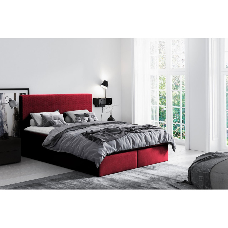 Hotelová manželská posteľ 160x200 ROSENDO - červená + topper ZDARMA