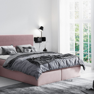 Hotelová manželská posteľ 160x200 ROSENDO - ružová + topper ZDARMA