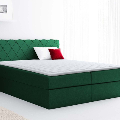 Boxspringová manželská posteľ 200x200 PABLA - zelená + topper ZDARMA